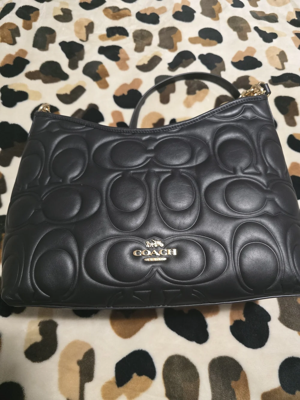 COACH Black Quilted Signature Leather Shoulder Bag